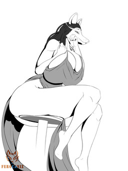 anthro big_breasts breast_squish breasts clothing dress female huge_breasts huge_thighs low-angle_view shy sitting solo squish thick_thighs ferocaniz mammal mouse murid murine rat rodent 3:4 absurd_res hi_res monochrome