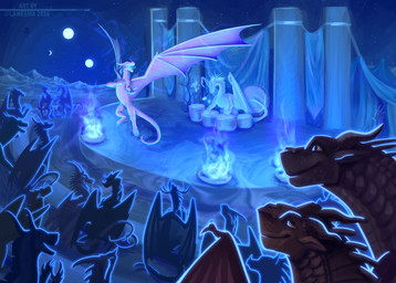 ambiguous_gender audience blue_fire claws colored_fire concert crescent_moon drum feral finger_claws fire full_moon group head_spikes horn long_neck membrane_(anatomy) membranous_wings moon musical_instrument night on_hind_legs percussion_instrument silhouette singing sitting sky spikes spikes_(anatomy) spread_wings stage standing star starry_sky tail toe_claws wings laweema european_mythology mythology wings_of_fire aurora_(wof) borealis_(wof) dragon icewing_(wof) mudwing_(wof) mythological_creature mythological_scalie scalie western_dragon hi_res shaded