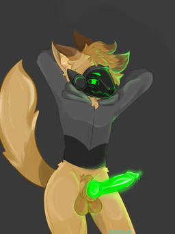 animal_genitalia animal_penis anthro balls biped bodily_fluids canine_genitalia canine_penis erection genital_fluids genitals glowing glowing_genitalia glowing_penis green_penis knot knotted_penis machine male male_anthro penis precum pubes robotic sheath solo unusual_bodily_fluids unusual_genital_fluids unusual_precum vein veiny_penis freakyfreckle luck_(tluckyl) protogen absurd_res hi_res