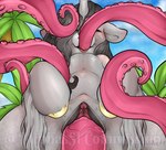 big_clitoris black_hair blush clitoris day duo ears_down eyebrows eyes_closed female feral first_person_view fur genitals grey_body grey_fur hair hooves horn long_hair open_mouth penetration pivoted_ears plant pussy sex sky tentacle_penetration tentacle_sex tentacles tongue tongue_out tree urethra vaginal vaginal_penetration miphassl mythology equid equine mammal mythological_creature mythological_equine unicorn