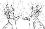 5_fingers ambiguous_form ambiguous_gender big_claws black_claws claws curved_claws duo finger_claws fingers hand_focus hand_holding hand_size_difference humanoid_hands interlocked_fingers male size_difference teratophilia ajelo ambiguous_species scalie unknown_species black_and_white monochrome sketch