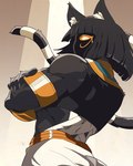 1_eye black_body black_fur claws female fur looking_at_viewer markings muscular muscular_female solo striped_markings stripes akabaka sucker_for_love nyanlathotep_(sucker_for_love) eldritch_abomination felid feline humanoid mammal absurd_res hi_res official_art