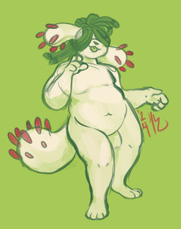 :3 anthro casual_nudity dancing dreadlocks flaccid foreskin genitals hair hidden_eyes male nude nude_male overweight overweight_male penis ponytail slightly_chubby solo tail tail_nubs thick_tail tongue tongue_out keizorel shiroh_(keizorel) aquatic aquatic_gastropod gastropod jorunna_parva mollusk nudibranch sea_slug slug hi_res
