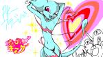 blue_body blue_skin crossgender female heart_symbol not_furry red_eyes text morphine_(artist) earthbound_(series) nintendo giygas porky_minch alien human mammal mook starman japanese_text translated