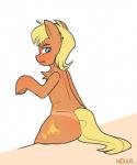 blush butt female feral looking_back sitting solo suntan tan_line neoncel friendship_is_magic hasbro my_little_pony ms._harshwhinny_(mlp) hi_res