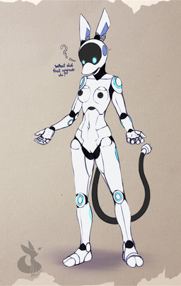 anthro areola breasts feet female genitals hooves machine navel nipples non-mammal_breasts non-mammal_nipples nude open_mouth plug screen screen_face simple_background small_breasts solo text toes vulva mancoin se-4258 android robot digital_media_(artwork) hi_res