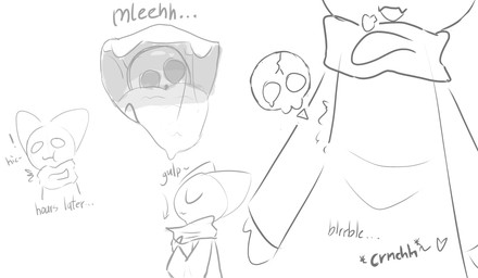 :3 ambiguous_gender anthro bone burping burping_up_bones burping_up_object crush death digestion duo eyes_closed fatal_vore gulp_(sound_effect) sigh skull solo swallowing vore regano5075 domestic_cat felid feline felis mammal absurd_res hi_res monochrome