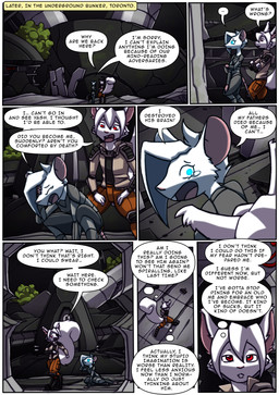 anthro biped blue_eyes clothed clothing dialogue dialogue_box duo female fur glowing glowing_eyes hair male open_mouth red_eyes speech_bubble tail text thought_bubble white_body white_fur white_hair white_tail kitfox-crimson in_our_shadow marble_(kitfox-crimson) seed_(kitfox-crimson) mammal murid murine rat rodent sciurid tree_squirrel 2025 absurd_res colored comic english_text hi_res