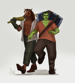 anthro black_hair bottomwear brown_body brown_bottomwear brown_clothing brown_hair clothed clothing duo eyes_closed front_view gloves green_body grey_bottomwear grey_clothing grey_gloves grey_handwear hair handwear holding_melee_weapon holding_object holding_sword holding_weapon male male_anthro male_humanoid melee_weapon narrowed_eyes open_mouth open_smile red_clothing red_topwear shield short_hair simple_background smile sword topwear walking weapon white_background white_clothing white_topwear edvardiko humanoid hi_res