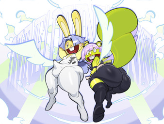 anthro backsack balls big_butt blush blush_stickers bodysuit boots buckteeth bulge butt candy clothing cosplay crossover_cosplay dessert detailed_bulge duo ear_piercing erection erection_under_clothing femboy food footwear genitals hair legwear lollipop male male/male male_anthro nipple_outline open_mouth penis piercing shoes skinsuit tail teeth thigh_boots thigh_highs tight_clothing tongue wings submarine_screw happy_tree_friends panty_and_stocking_with_garterbelt cuddles_(htf) nutty_(htf) polyester_(panty_&_stocking_with_garterbelt) polyurethane_(panty_&_stocking_with_garterbelt) angel lagomorph mammal rodent sciurid tree_squirrel crossover hi_res
