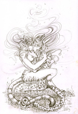 anthro braided_hair breasts cuddling duo elemental_manipulation entwined_tails eyes_closed female hair heart_symbol intimate love male male/female nipples nose_to_nose nude plant_manipulation romantic romantic_couple sex simple_background tail tail_coil wind alectorfencer bagheera_(fursona) balaa_(character) felid leopard mammal pantherine tiger black_and_white graphite_(artwork) monochrome traditional_media_(artwork)