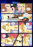 absurd_res alice_goldenfeather_(estories) anthro bed bedding bedroom blanket book bookshelf border chimera curtains cutie_mark dialogue discord_(mlp) door doorknob draconequus ears_down ears_up english_text equid equine estories eyes_closed feathered_wings feathers female feral fluttershy_(mlp) folded_wings friendship_is_magic frown furniture group grumpy hasbro hi_res inside luggage lying male mammal my_little_pony mythological_creature mythological_equine mythology narrowed_eyes night night_time on_back open_door pegasus pillow pivoted_ears plant resting text trio white_border wings yellow_body yellow_feathers yellow_wings