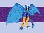 animated anthro armess clothed clothing costume dragon female food fruit hair halloween halloween_costume holidays horn legwear looking_at_viewer mythological_creature mythological_scalie mythology plant pumpkin scalie short_playtime smile solo spine stockings tail wings