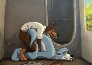anal anal_penetration anthro anthro_on_anthro anthro_penetrated anthro_penetrating anthro_penetrating_anthro bottomless bottomless_anthro bottomless_male breath brown_body brown_fur clothed clothing duo fur happy happy_sex london male male/male male_penetrated male_penetrating male_penetrating_male nude nude_anthro nude_male obscured_anal obscured_penetration penetration penile penile_penetration penis_in_ass sex side_view tail erkhyan ace_london professor_martin_torque canid canine canis domestic_dog mammal wolf 2025