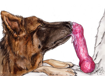 ambiguous_gender anatomically_correct anatomically_correct_genitalia anatomically_correct_penis animal_genitalia animal_penis anthro anthro_on_feral bestiality bodily_fluids brown_eyes canine_genitalia canine_penis close-up cum cum_on_penis duo erection faceless_character faceless_male fellatio feral fur genital_fluids genitals knot licking male male/ambiguous oral paws penile penis penis_lick quadruped realistic_feral sex simple_background tongue tongue_out white_body white_fur kola_(artist) canid canine canis domestic_dog german_shepherd herding_dog mammal pastoral_dog 2015 traditional_media_(artwork)