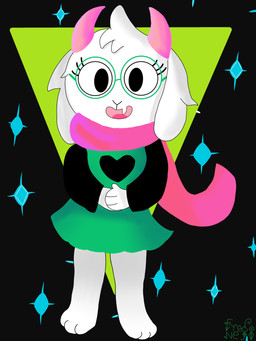 anthro eyewear femboy glasses male scarf simple_background solo standing wearing_glasses fredonejo deltarune undertale_(series) ralsei bovid caprine goat mammal absurd_res hi_res