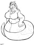 apode breasts female legless serpentine solo split_form wide_hips bigshow mythology mushi draconcopode dragon hybrid lamia mammal murid murine mythological_creature mythological_scalie rat reptile rodent scalie snake hi_res monochrome