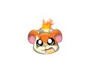 4:3 bodily_fluids burning butt butt_on_fire cricetid feral fifybear fire hamster hamtaro hamtaro_(series) hand_on_butt male mammal open_mouth pain rodent simple_background solo tears
