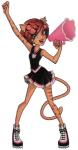 anthro brown_hair cheerleader clothed clothing ear_piercing female green_eyes hair lips piercing solo glen_hanson kellee_riley mattel monster_high toralei_stripe domestic_cat felid feline felis mammal werecat werecreature werefelid werefeline official_art