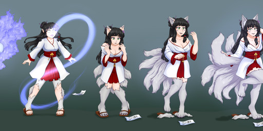 9_tails asian_clothing black_hair breasts clothing crossed_arms digitigrade duo east_asian_clothing female footwear fur fur_growth genitals grey_background growth hair holding_object holding_paper human_to_humanoid multi_tail multi_tail_growth nipples on_one_leg paper possession sandals shoes simple_background smile species_transformation standing surprised tail tail_growth transformation vulva ryokoneko animal_humanoid canid canid_humanoid canine canine_humanoid fox_humanoid human humanoid mammal mammal_humanoid spirit 2025 absurd_res hi_res