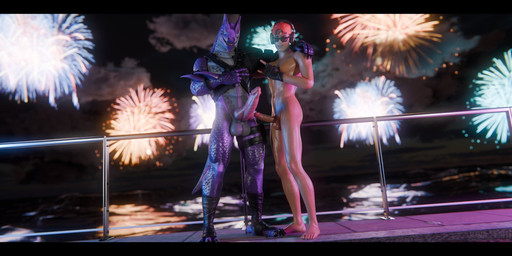 4_toes 5_claws 5_fingers 5_toes abs anthro arm_pouch armband armwear aroused aroused_by_another athletic athletic_anthro athletic_male backwards_baseball_cap backwards_hat ball_size_difference balls bandage bandaged_leg baseball_cap belt belt_pouch big_balls big_knot big_penis biped black_armband black_armwear black_bars black_clothing black_gloves black_handwear black_legwear black_topwear blue_eyes bottomless bottomless_anthro bottomless_male canon_x_oc claws closed_smile clothed clothing devil_horns_(gesture) duo dutch_angle electronics empty_eyes erection eyewear feet finger_claws fingerless_gloves fingers fireworks footwear front_view genitals gesture glans gloves glowing gradient_penis grin grinning_at_viewer hand_gesture hand_on_another's_shoulder hand_on_shoulder handwear hat headgear headphones headwear human_on_anthro hybrid_genitalia hybrid_penis interspecies knot knotted_penis leather leather_strap leg_pouch legband legwear looking_at_viewer looking_pleasured male male/male male_anthro male_human markings mostly_nude mostly_nude_anthro mostly_nude_male mouth_closed multicolored_penis muscular muscular_anthro muscular_male navel nipples non-canine_knot outside penile penis penis_size_difference penises_touching pink_glans pink_penis purple_body purple_scales railing ranged_weapon ribbed_penis scales sharp_teeth shoulder_guards shuriken size_difference smile smiling_at_viewer socks spikes spikes_(anatomy) spots spotted_body spotted_scales standing stirrup_socks straps sunglasses tan_balls tan_body tapering_glans teeth thick_thighs thigh_pouch toe_claws toes topwear torn_clothing torn_topwear v_sign vein veiny_penis water weapon junatah epic_games fortnite mythology new_year_2025 new_years_eve hybrid_(fortnite) dragon human lizard mammal mythological_creature mythological_scalie reptile scalie wingless_dragon 2025 2:1 3d_(artwork) blender_(artwork) digital_media_(artwork) hi_res letterbox