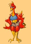 anthro belt big_breasts bottomwear breasts clothing crop_top female long_neck shirt shorts solo tank_top thick_thighs topwear saphreen banjo-kazooie rareware kazooie avian bird humanoid hi_res