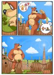 anthro belly blue_eyes brown_body brown_fur flaccid fur genitals growing macro male nipples nude pecs penis slightly_chubby solo eclipticafusion banjo-kazooie rareware banjo_(banjo-kazooie) bear mammal comic hi_res