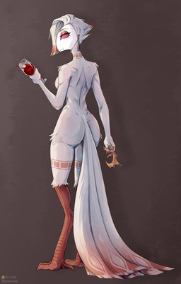 alcohol anthro beak beverage breasts butt container crown cup drinking_glass ear_piercing feathers feet female glass glass_container glass_cup hair headgear nipples nude nude_anthro nude_female piercing red_eyes scuted_legs scutes short_hair solo tail tail_feathers talons toes white_body white_feathers white_hair wine wine_glass elis_roller hellaverse the_lesser_key_of_solomon vilhelmina avian bird demon owl owl_demon hi_res