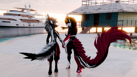 anthro duo female male pokrik alberarts_(modeler) mythology kiraraoor pokrik_(pokrik_hellhound) canid canid_demon canine canis demon domestic_dog hellhound hyena hyenid_(species) mammal mythological_canine mythological_creature rexouium wolf 16:9 3d_(artwork) absurd_res digital_media_(artwork) hi_res widescreen