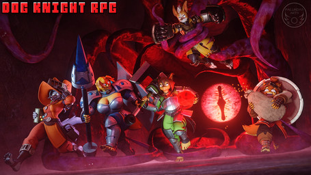 5_fingers 5_toes armor axe big_breasts biped bodily_fluids book breasts brown_body clothing dungeon feet female fingerless_gloves fingers footwear gem giant_eye gloves gold_(metal) gold_jewelry grey_body group handwear humanoid_feet humanoid_hands jewelry lance loot magic_user melee_weapon pawpads plantigrade plantigrade_pawpads polearm ruby_(gem) running soles stirrup_footwear tail tears tentacles text toeless_footwear toes weapon yellow_body ceehaz palurdas_arts captainflapcats_(rigger) xaiarts_(modeler) dog_knight_rpg jeane_(ceehaz) maci_(ceehaz) nix_(ceehaz) orinette_(ceehaz) rory_(ceehaz) monster 16:9 3d_(artwork) digital_media_(artwork) english_text hi_res shaded soft_shading widescreen