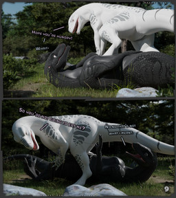 barely_visible_genitalia barely_visible_vulva dialogue duo female genitals imminent_sex male male/female outside page_number plant rock scared shocked text tree vulva thatman jinnoaka_(modeler) blender_(copyright) forest_fun_(thatman) x_(thatman_23) xaria_(thatman_23) dinosaur interceptor prehistoric_species reptile scalie blender_(artwork) blender_cycles_(artwork) comic digital_media_(artwork) english_text hi_res