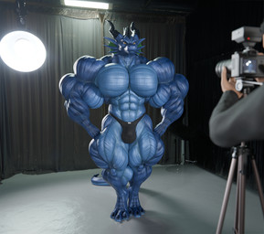 anthro big_muscles bulge camera clothed clothing duo flexing huge_muscles hyper hyper_muscles inside male muscular muscular_male photo_shoot striated_muscles thong thong_only topless underwear underwear_only anyveon mythology dragon human mammal mythological_creature mythological_scalie scalie 3d_(artwork) digital_media_(artwork) hi_res