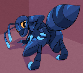 all_fours andromorph antennae_(anatomy) anthro anus arm_support butt digitigrade genitals half-closed_eyes intersex looking_back mandibles narrowed_eyes presenting presenting_anus presenting_hindquarters presenting_vulva shadow solo spread_anus spreading vulva yellow_eyes eekanant eek_(eekanant) ant arthropod hymenopteran insect digital_drawing_(artwork) digital_media_(artwork) hi_res nonbinary_(lore)