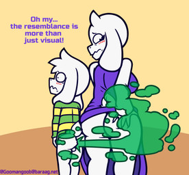 accident anthro ass_to_ass backsack balls big_butt blush blush_lines bottomless bottomless_anthro bottomless_male butt butt_grab butt_squish clothed clothing constricted_pupils dialogue disgust dress dress_up duo embarrassed exposed_butt fart fart_cloud fart_fetish female floppy_ears fur genitals green_clothing green_fart_cloud green_shirt green_topwear hand_on_butt hand_on_own_butt horn long_ears long_sleeves looking_away looking_back male male_farting multicolored_clothing multicolored_shirt multicolored_topwear pattern_clothing pattern_shirt pattern_topwear pulling_shirt_down pupils purple_clothing purple_dress purple_eyelids raised_tail rear_view scut_tail shirt short_tail simple_background small_pupils smile squish striped_clothing striped_shirt striped_topwear stripes tail text topwear two_tone_clothing two_tone_shirt two_tone_topwear wavy_mouth white_body white_fur white_horn white_sleeves white_tail yellow_clothing yellow_shirt yellow_topwear young young_anthro young_male goomangoob undertale undertale_(series) asriel_dreemurr toriel bovid caprine goat mammal 2025 absurd_res artist_name english_text hi_res url mother_(lore) mother_and_child_(lore) mother_and_son_(lore) parent_(lore) parent_and_child_(lore) parent_and_son_(lore) son_(lore)