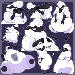 anthro bdsm big_butt bondage bound butt clothing clothing_pull costume curly_hair drone dronesuit featureless_crotch fur hair hooves horizontal_pupils inside_clothing latex latex_clothing latex_skinsuit male mask monobutt null_bulge overweight padding pear-shaped_figure pupils sheep_costume sheepsuit skinsuit suit tight_clothing trapped trapped_in_clothing waddling wearing_mask white_body white_fur wide_hips wool_(fur) yeenskunk cassidy_(yeenskunk) bovid caprine mammal sheep 1:1 absurd_res hi_res sketch_page