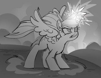 angry bent_legs clenched_teeth dust female feral glowing glowing_horn horn solo teeth wings silverstar23 friendship_is_magic hasbro my_little_pony mythology twilight_sparkle_(mlp) equid equine mammal mythological_creature mythological_equine winged_unicorn