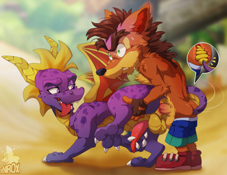 anal anal_penetration animal_genitalia animal_penis anthro anthro_on_feral anthro_penetrated anthro_penetrating anthro_penetrating_feral anus balls bestiality biped bodily_fluids butt claws clothing doggystyle duo erection feet feral feral_penetrated feral_penetrating feral_penetrating_anthro fingers from_behind_position fur genitals hair horn humanoid_genitalia humanoid_penis internal looking_pleasured male male/male male_on_anthro male_on_feral male_penetrated male_penetrating male_penetrating_male masturbation membrane_(anatomy) membranous_wings nude open_mouth outside penetration penile penile_masturbation penile_penetration penis penis_in_ass purple_body purple_eyes quadruped raised_leg sex simple_background smile standing surprised sweat tail tail_fetish tail_in_ass tail_insertion tail_play tail_sex tapering_penis toe_claws tongue tongue_out wings conditional_dnp xnirox activision crash_bandicoot_(series) mythology spyro_the_dragon crash_bandicoot spyro bandicoot dragon mammal marsupial mythological_creature mythological_scalie scalie