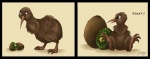 age_difference baby beak black_border border confusion duo egg female feral food fruit humor kiwifruit mistaken_identity plant simple_background sitting standing yellow_background young young_feral dolphydolphiana avian bird kiwi_(bird) ratite 2006 comic signature mother_(lore) parent_(lore)