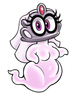 anthro breasts female ghost_tail looking_at_viewer simple_background solo acstlu mario_bros nintendo super_mario_odyssey tiara_(mario) bonneter ghost spirit hi_res
