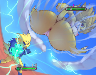 anthro anthrofied anus areola big_butt black_eyes blue_body blue_fur blue_sclera breasts brown_hair butt butt_crush claws cloud duo electricity energy female female_symbol fight fur gameplay_mechanics gender_symbol genitals gui hair health_bar lightning long_hair male male_symbol nipples outside pokemon_battle pokemorph raised_tail red_eyes sharp_teeth side_boob size_difference sky smile symbol tail teeth toe_claws vulva white_claws yellow_body yellow_fur thefuckingdevil nintendo pokemon anna_(jsk244) ottie arachnid arthropod generation_1_pokemon generation_5_pokemon joltik mammal pokemon_(species) sandslash 2016