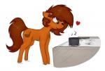 appliance big_eyes bowl brown_hair container cooking cutie_mark female feral food fur hair heart_symbol looking_down nude orange_body orange_eyes orange_fur quadruped saucepan side_view simple_background solo soup stove tongue tongue_out toony white_background marsminer hasbro my_little_pony fan_character venus_spring equid equine horse mammal pony 2017