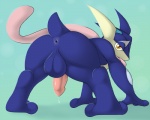 2014 3_fingers 3_toes all_fours amphibian anthro anus balls barefoot ben300 butt cum cum_string erection frog greninja half-closed_eyes long_tongue looking_at_viewer looking_back male ninja nintendo nude orgasm penis plain_background pokémon presenting presenting_hindquarters solo spread_legs spreading tongue tongue_out video_games webbed_feet webbed_hands yellow_eyes
Rating: Explicit
Score: 22
User: forkU
Date: April 10, 2014