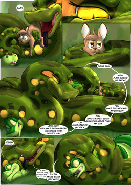 bite brown_body brown_fur coiling dialogue duo eyelashes female feral forked_tongue fur green_body group hair larger_female larger_feral larger_pred limbless long_ears male male/female male/male male_penetrated open_mouth outside pain penetration serpentine sitting_on_another size_difference tail text tongue tongue_out trio yellow_eyes inkanyamba_(artist) inkanyamba jajuka jasper_(tacokurt) anaconda boa_(snake) boinae lagomorph leporid mammal python python_(genus) rabbit reptile scalie snake 2018 absurd_res comic digital_media_(artwork) english_text hi_res
