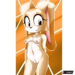 anthro areola breasts female genitals long_ears looking_at_viewer nipples nude pussy small_breasts solo white_body yellow_body yellow_eyes young young_anthro zcomic sega sonic_the_hedgehog_(series) cream_the_rabbit lagomorph leporid mammal rabbit 1:1 hi_res