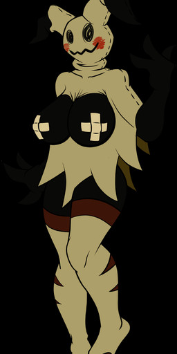 anthro blush breasts clothing female pokemorph simple_background solo transparent_background forbiddenknights2 nintendo pokemon generation_7_pokemon ghost mimikyu pokemon_(species) spirit 2016 absurd_res alpha_channel hi_res