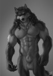 5_fingers abs alternate_species animal_genitalia anthro balls braided_fur claws countershading eye_scar facial_scar finger_claws fingers front_view fully_sheathed fur furrification genitals humanoid_hands jewelry jewelry_only male mjolnir_necklace muscular muscular_anthro muscular_male navel necklace necklace_only nipples nude nude_anthro nude_male pecs scar sheath simple_background smile solo standing personalami chad_(meme) gigachad einarr_(personalami) canid canine canis mammal wolf 2022 greyscale hi_res meme monochrome portrait reaction_image redraw signature three-quarter_portrait