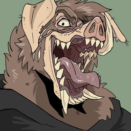 anthro black_clothing black_topwear bodily_fluids brown_body brown_fur clothed clothing floppy_ears fur green_background looking_at_viewer male missing_tooth mouth_shot neck_tuft open_mouth saliva saliva_on_tongue sharp_teeth simple_background solo tan_ears teeth topwear tuft tusks unsigned swampjaws mammal suine 1:1 absurd_res bust_portrait detailed hi_res icon portrait