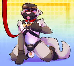 animal_mask balls bone_tag clothing collar genitals handwear harness leash leashed_collar leashed_male male mask mitten_gloves mitten_hands mittens pup_mask crownedvictory 2026 absurd_res hi_res tagme