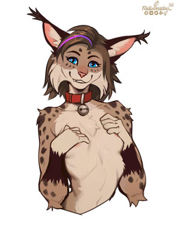 anthro bell bell_collar blue_eyes breasts brown_hair casual_nudity collar collar_only female female_anthro front_view fur grey_body grey_fur hair hand_on_breast looking_at_viewer nude nude_anthro nude_female open_mouth open_smile pose short_hair simple_background small_breasts smile smiling_at_viewer solo text white_background xleb0rezka annet_(xleb0rezka) felid feline lynx mammal 2025 3:4 artist_name digital_drawing_(artwork) digital_media_(artwork) english_text half-length_portrait hi_res portrait shaded simple_shading watermark