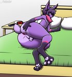 anthro anus balls bed butt femboy fluffy furniture genitals inside looking_at_viewer lying lying_on_bed male on_bed paws solo pankanchan lagomorph leporid mammal rabbit hi_res